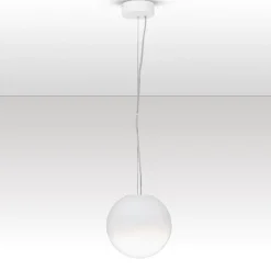 Lampade A Sospensione-Selezionato da Mazzolaluce Lampada a sospensione sfera 20 cm vetro sfumato bianco led 7w 3000k dimmerabile