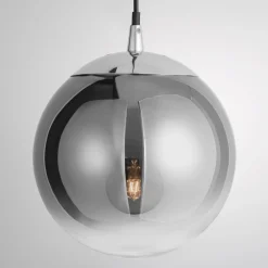 Lampade A Sospensione-Selezionato da Mazzolaluce Lampada a sospensione sfera 20 cm boccia di vetro cromo specchiato