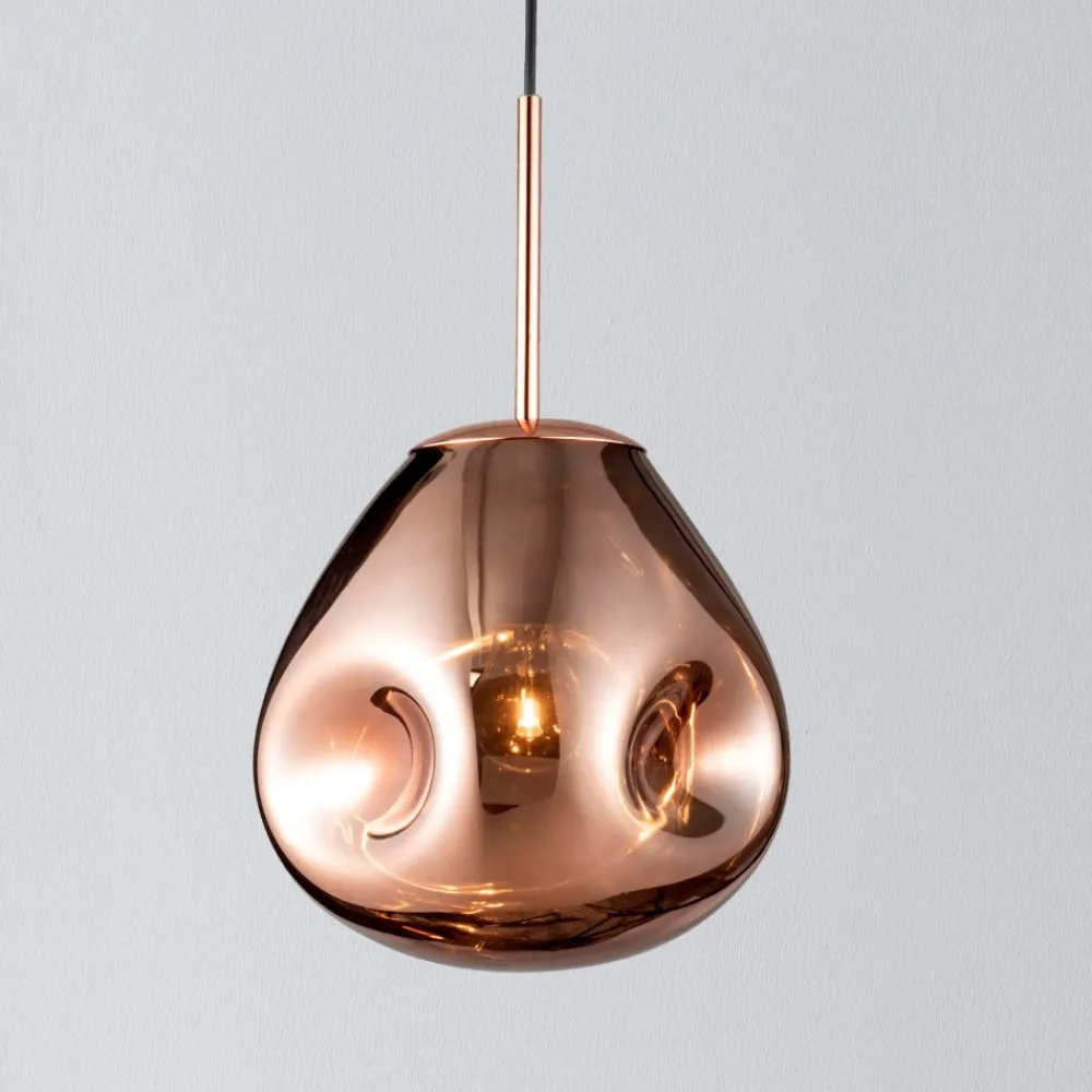 Lampade A Sospensione-Selezionato da Mazzolaluce Lampada a sospensione sfera di vetro rame specchiato martellato 25 cm moderna