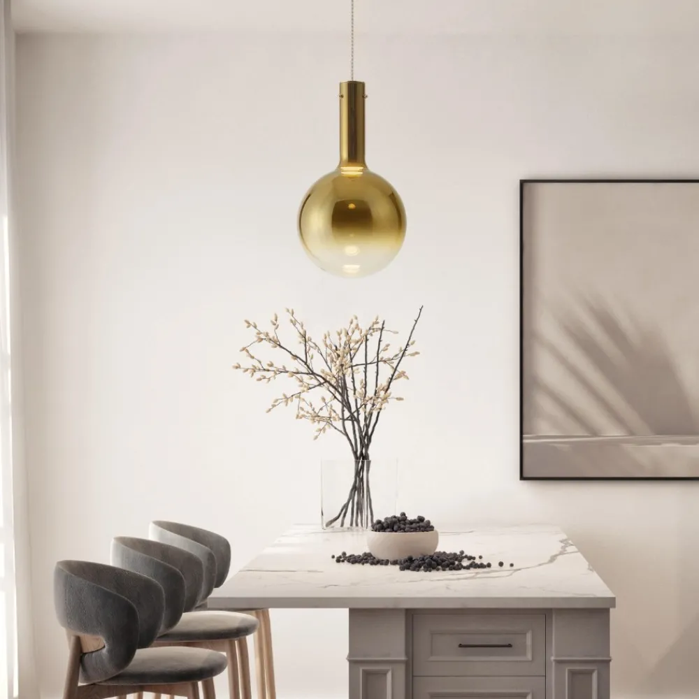 Lampade A Sospensione-Selezionato da Mazzolaluce Lampada a sospensione sfera di vetro oro led 6w 3000k