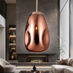 Lampade A Sospensione-Selezionato da Mazzolaluce Lampada a sospensione sfera di vetro rame lucido design moderna 22 cm