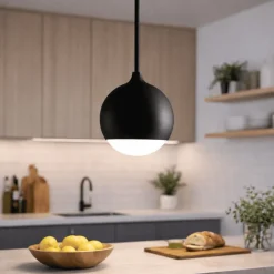 Lampade A Sospensione-Vivida International Lampada a sospensione sfera nero led 3000k vivida shallow