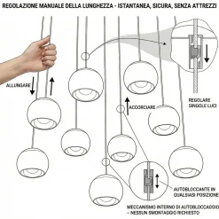 Lampade A Sospensione-Selezionato da Mazzolaluce Lampada a sospensione sfera nera led 2700k-6500k moderna con telecomando