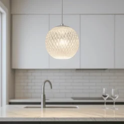 Lampade A Sospensione-Selezionato da Mazzolaluce Lampada a sospensione sfera vetro decorato argento led 3200k