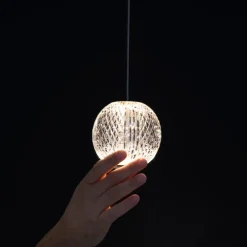 Lampade A Sospensione-Selezionato da Mazzolaluce Lampada a sospensione sfera vetro decorato argento led 3200k