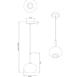 Lampade A Sospensione-Fabas Luce Lampada a sospensione sfera vetro fume edolo