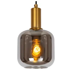 Lampade A Sospensione-Selezionato da Mazzolaluce Lampada a sospensione sfera vetro fume metallo oro cavo tessuto