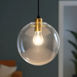 Lampade A Sospensione-Selezionato da Mazzolaluce Lampada a sospensione sfera vetro trasparente 30cm
