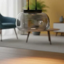 Lampade A Sospensione-Selezionato da Mazzolaluce Lampada a sospensione sfera vetro fume led 9w 3000k per isola