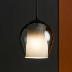 Lampade A Sospensione-Ondaluce Lampada a sospensione so bonnie1 vetro fume base nero