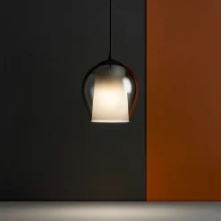 Lampade A Sospensione-Ondaluce Lampada a sospensione so bonnie1 vetro fume base nero