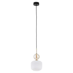 Lampade A Sospensione-Selezionato da Mazzolaluce lampada a sospensione tonda in vetro bianco sfera ambra