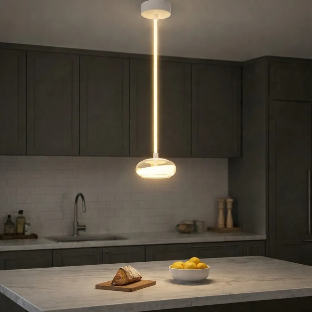 Lampade A Sospensione-Selezionato da Mazzolaluce Lampada a sospensione tonda vetro trasparente led 13w 4000k dimmerabile