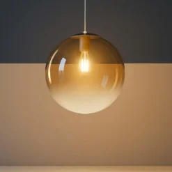 Lampade A Sospensione-Top Light Lampada a sospensione toplight sfera di vetro ambra