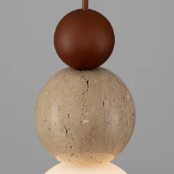 Lampade A Sospensione-Selezionato da Mazzolaluce Lampada a sospensione travertino sfera vetro per comodino