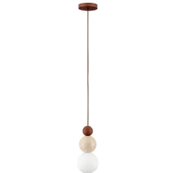 Lampade A Sospensione-Selezionato da Mazzolaluce Lampada a sospensione travertino sfera vetro per comodino