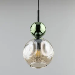 Lampade A Sospensione-Selezionato da Mazzolaluce lampada a sospensione vetro ambra verde per comodini camera da letto