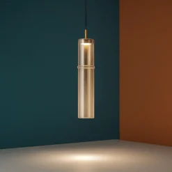 Lampade A Sospensione-Selezionato da Mazzolaluce Lampada a sospensione vetro ambra per comodino led 3000k