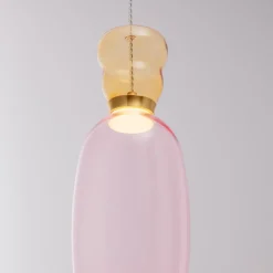 Lampade A Sospensione-Selezionato da Mazzolaluce Lampada a sospensione vetro giallo rosa moderna led 9w 3000k