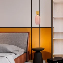 Lampade A Sospensione-Selezionato da Mazzolaluce Lampada a sospensione vetro giallo rosa moderna led 9w 3000k