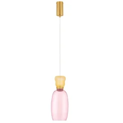 Lampade A Sospensione-Selezionato da Mazzolaluce Lampada a sospensione vetro giallo rosa moderna led 9w 3000k