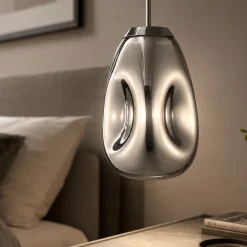 Lampade A Sospensione-Selezionato da Mazzolaluce Lampada a sospensione vetro modellato cromo specchiato design moderno