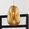 Lampade A Sospensione-Selezionato da Mazzolaluce Lampada a sospensione vetro modellato specchiato oro lucido design moderno