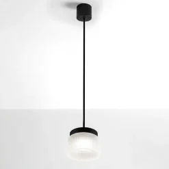 Lampade A Sospensione-Vivida International Lampada a sospensione vivida pilastro vetro rigato bianco satinato