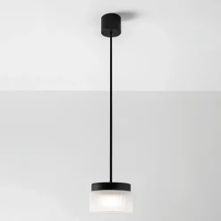 Lampade A Sospensione-Vivida International Lampada a sospensione vivida pilastro vetro rigato bianco satinato