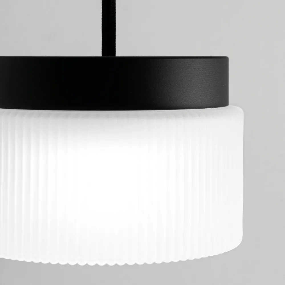 Lampade A Sospensione-Vivida International Lampada a sospensione vivida pilastro vetro rigato bianco satinato