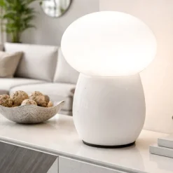 Abat Jour-Fabas Luce Lampada bianca da tavolo design moderna in vetro freddy