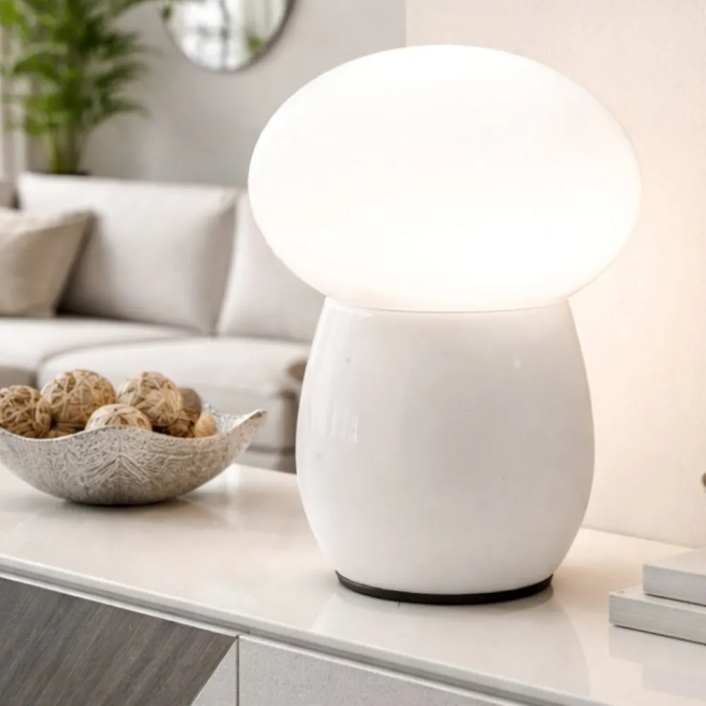 Abat Jour-Fabas Luce Lampada bianca da tavolo design moderna in vetro freddy