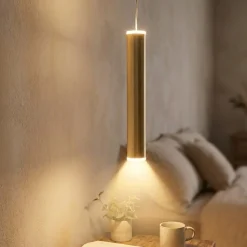 Lampade A Sospensione-Fabas Luce Lampada cilindro a sospensione oro nero per comodini prado