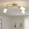 Plafoniere Moderne-Selezionato da Mazzolaluce Lampada con 3 faretti led orientabili vetro bianco