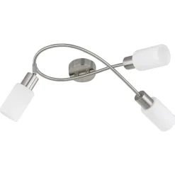 Plafoniere Moderne-Selezionato da Mazzolaluce Lampada con 3 faretti led orientabili vetro bianco
