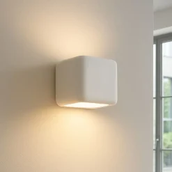 Applique Da Parete-Selezionato da Mazzolaluce Lampada cubo applique gesso bianco pitturabile