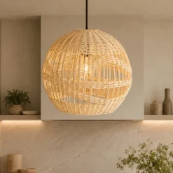 Lampade A Sospensione-Selezionato da Mazzolaluce Lampada cupola di rattan naturale a sospensione 30 cm