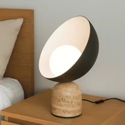 Abat Jour-Maytoni Lampada da comodino abat jour tavo metallo nero base in cemento