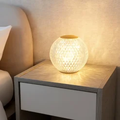 Abat Jour-Selezionato da Mazzolaluce Lampada da comodino abat-jour sfera trasparente oro ricaricabile
