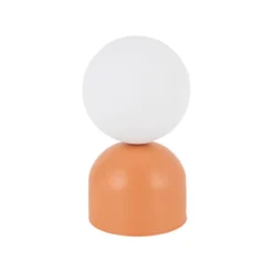 Abat Jour-Selezionato da Mazzolaluce Lampada da comodino arancione design moderna sfera di vetro bianca
