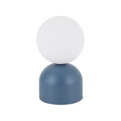 Abat Jour-Selezionato da Mazzolaluce Lampada da comodino azzurro moderna sfera di vetro bianca