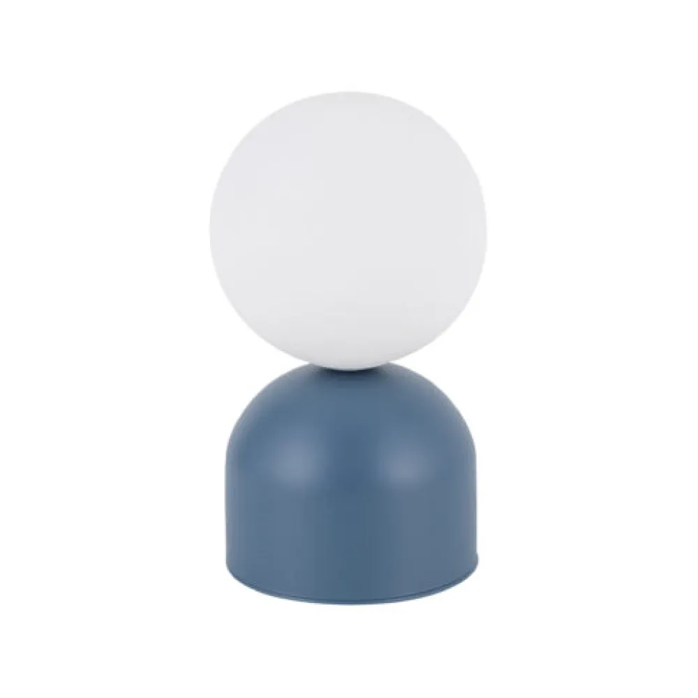 Abat Jour-Selezionato da Mazzolaluce Lampada da comodino azzurro moderna sfera di vetro bianca
