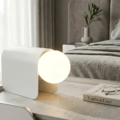 Abat Jour-Fabas Luce Lampada da comodino bianca design moderna birba