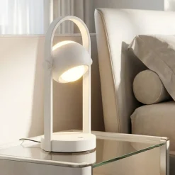 Abat Jour-Selezionato da Mazzolaluce Lampada da comodino bianca moderna portatile a batteria con telecomando
