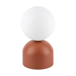 Abat Jour-Selezionato da Mazzolaluce Lampada da comodino colore mattone sfera bianca design moderna