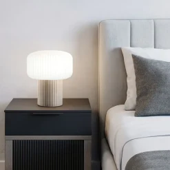 Abat Jour-Perenz Illuminazione Lampada da comodino di cerama grigio chiaro otty