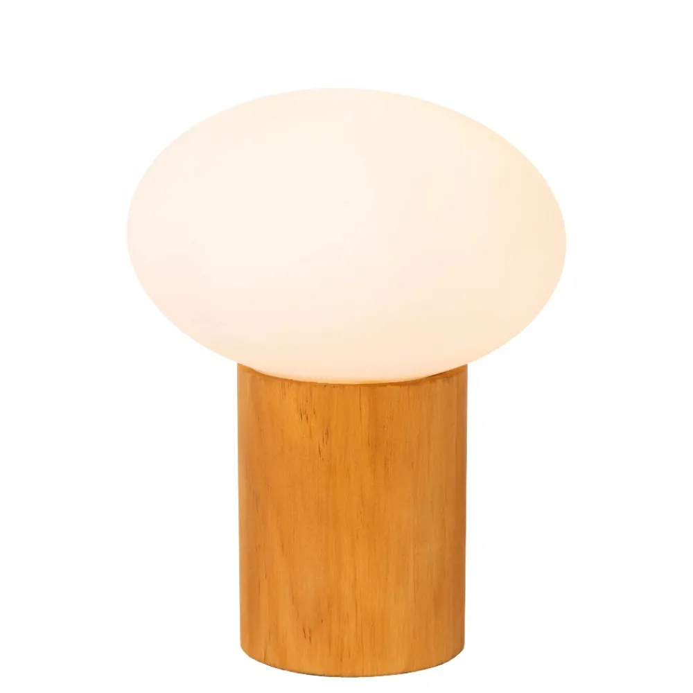 Abat Jour-Selezionato da Mazzolaluce Lampada da comodino di legno sfera in vetro bianco moderna