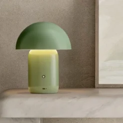 Abat Jour-Selezionato da Mazzolaluce Lampada da comodino fungo moderna portatile verde usb ricaricabile