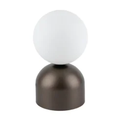 Abat Jour-Selezionato da Mazzolaluce Lampada da comodino marrone sfera bianca design moderna