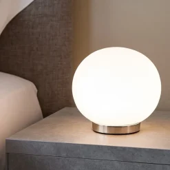 Abat Jour-Top Light Lampada da comodino moderna boccia vetro bianco per camera da letto
